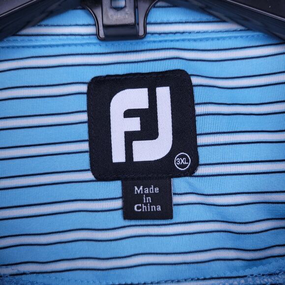 Footjoy Polo Shirt Men 3XL Striped Blue, White Golf Performance Activewear - Picture 10 of 12